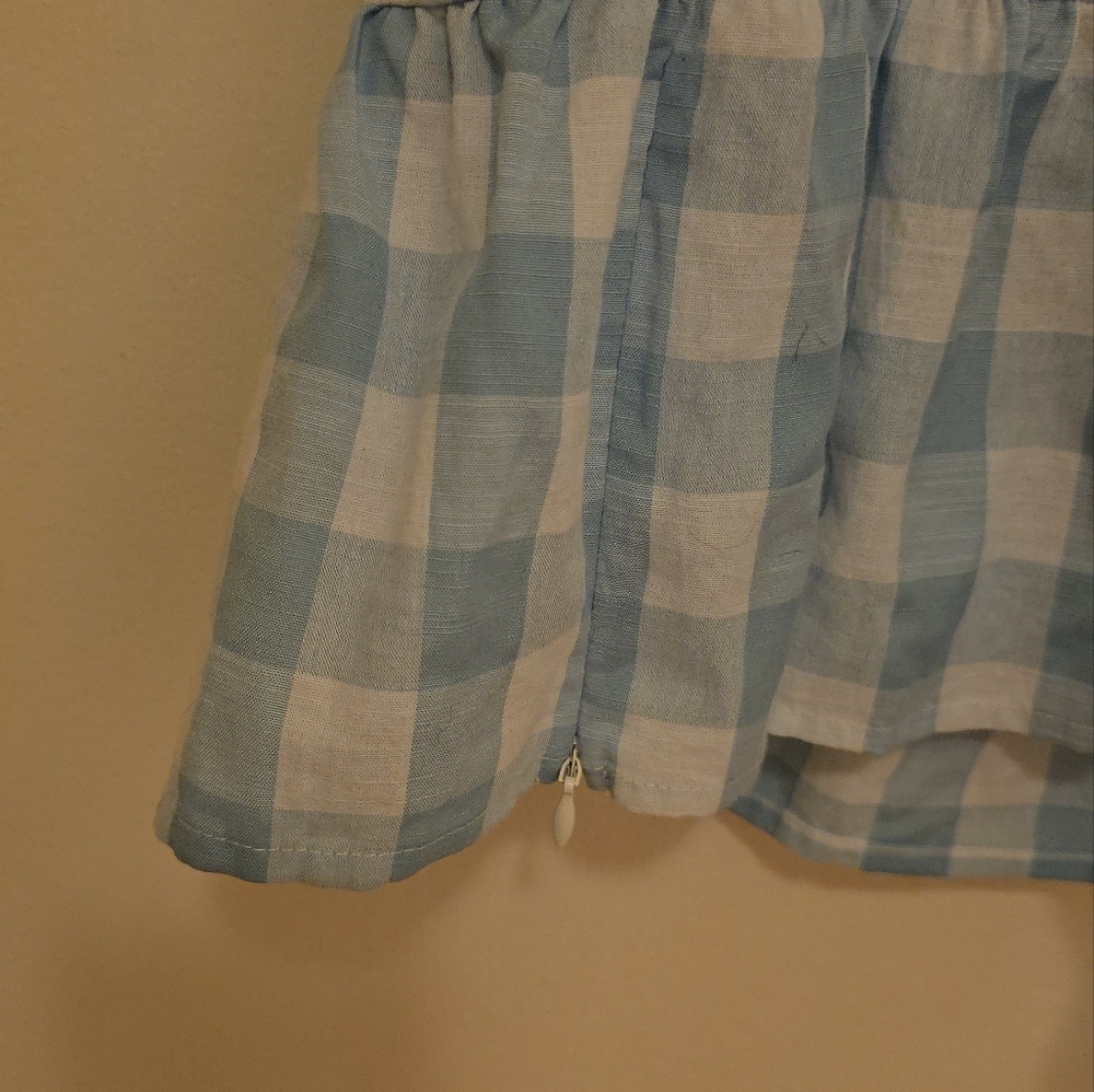Vici Blue Checkered Puff Sleeve Top Small NWOT - Picture 4 of 6